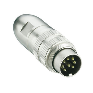 Metal industrial circular connector plug with nine pins for sensor and automation equipment