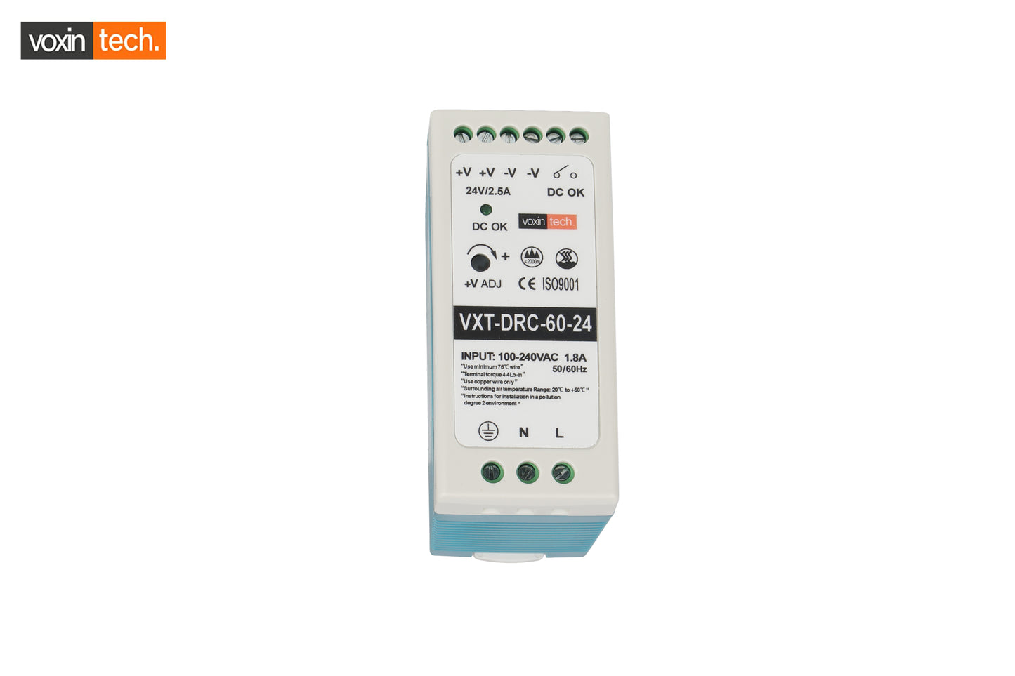 Voxintech DIN Rail Mount Compact Industrial Power Supply VXT-DRC-60-24 