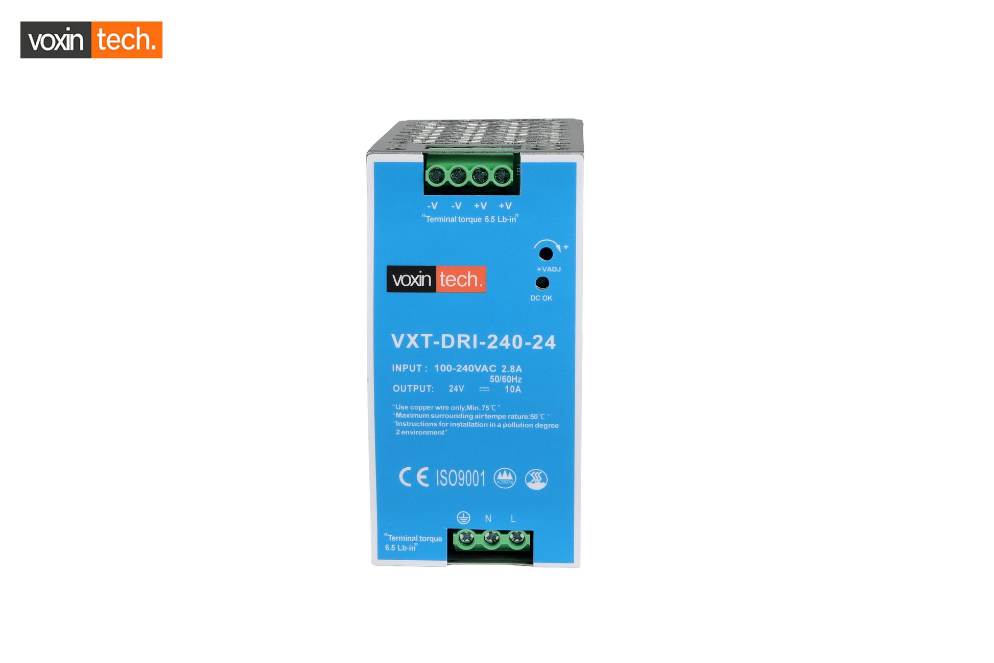 Voxintech DIN Rail Mount Industrial Power Supply VXT-DRI-240-24 