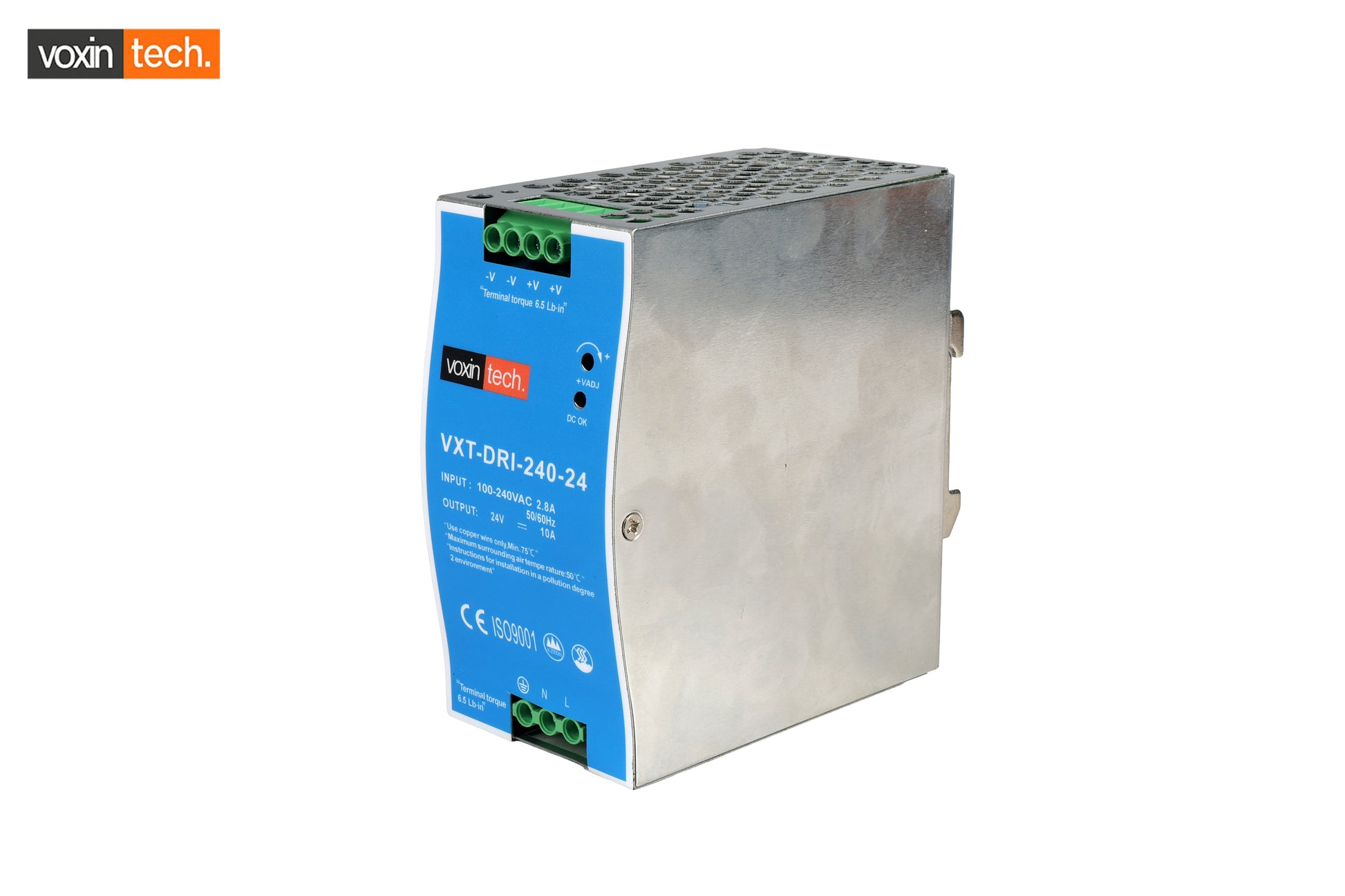 Voxintech DIN Rail Mount Industrial Power Supply VXT-DRI-240-24 