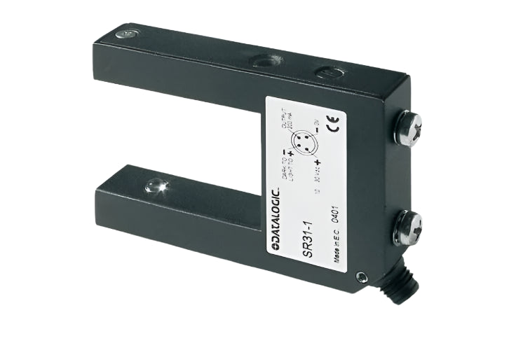 Datalogic SR31-1 industrial fork sensor with black rectangular body and mounting screws